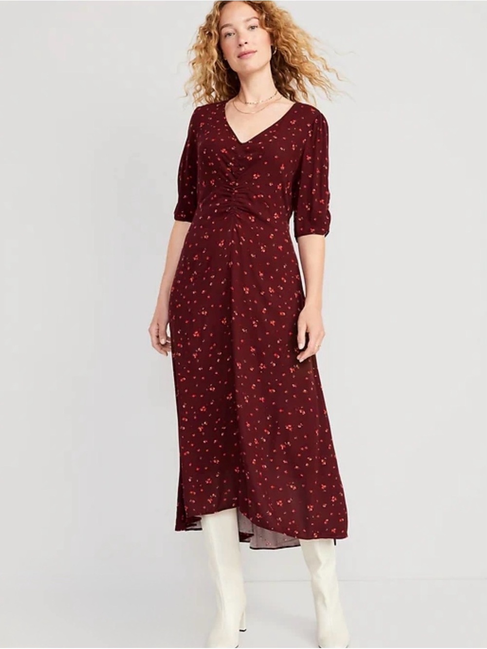 Old Navy Burgundy Floral Maxi Dress